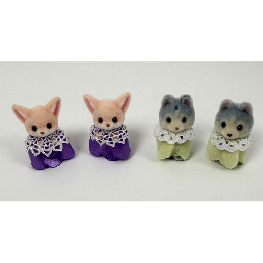 Sylvanian Families Calico Critters Baby Figures Lot of 4 Fox Husky Lamb